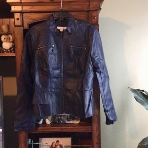 NWOT NY&Co. Faux Navy Leather Jacket